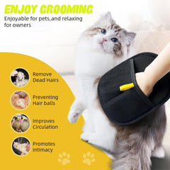 Pet Hair Removal Gloves, Static-Enhanced Pet Hair Removal Mitt, Reusable Grooming Mitt Cleaning Glove for Furniture, Carpets, Car Seats & Gentle Massage for Dogs Cats (23.5x18cm)