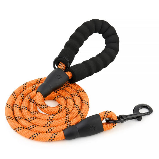 Dog Leash | 3M Reflective Dog Rope | Soft Comfortable Handle | Heavy Duty Belt Hook | (Suitable Up to 10KG - Small Breed) - 5 Feet Long (S - Neon Orange)
