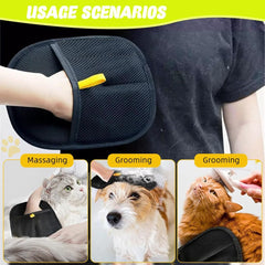Pet Hair Removal Gloves, Static-Enhanced Pet Hair Removal Mitt, Reusable Grooming Mitt Cleaning Glove for Furniture, Carpets, Car Seats & Gentle Massage for Dogs Cats (23.5x18cm)