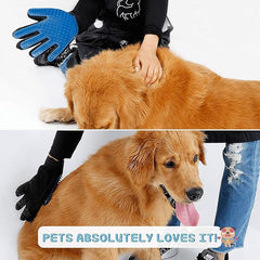 Pet Grooming Gloves - Dog, Cat Bathing Scrubber Gloves - Two-Sided Pet Grooming Pet Hair Remover Gloves - Massage for Cats, Dogs, Rabbit and Small Pets (Blue)
