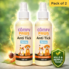 Comfy Paws Anti Tick Spray (Pack of 2) | Effective Tick & Flea Protection | No Parabens | Gentle & Safe Formula | For Dogs & Cats, All Breeds & Ages