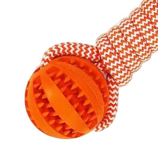Dog Ball with Rope Interactive Dog Toy for Puzzle Feeders Dog Rope Toy Orange