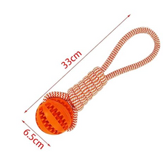Dog Ball with Rope Interactive Dog Toy for Puzzle Feeders Dog Rope Toy Orange