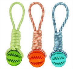 Dog Ball with Rope Interactive Dog Toy for Puzzle Feeders Dog Rope Toy Orange