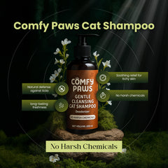 Comfy Paws Cat Shampoo | Gentle Cleansing & Deodorizing | No Harsh Chemicals | Soft, Shiny Coat | For Persian & All Breeds, Kittens to Adults
