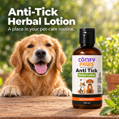 Comfy Paws Anti Tick Herbal Lotion| Effective Tick & Flea Protection | No Parabens | Gentle & Safe Formula | For Dogs & Cats, All Breeds & Ages