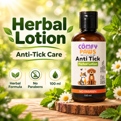Comfy Paws Anti Tick Herbal Lotion| Effective Tick & Flea Protection | No Parabens | Gentle & Safe Formula | For Dogs & Cats, All Breeds & Ages