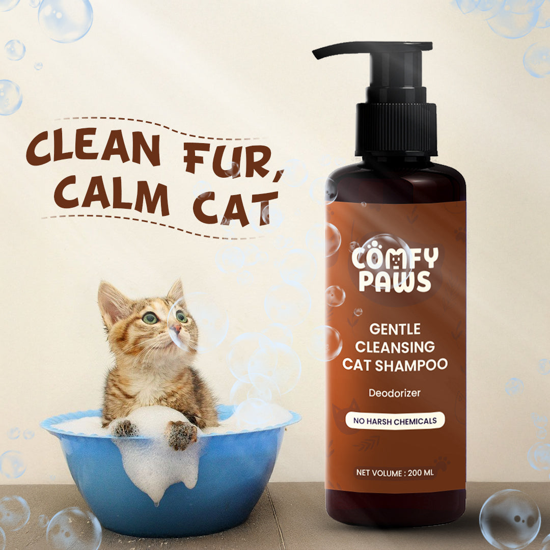 Comfy Paws Cat Shampoo | Gentle Cleansing & Deodorizing | No Harsh Chemicals | Soft, Shiny Coat | For Persian & All Breeds, Kittens to Adults
