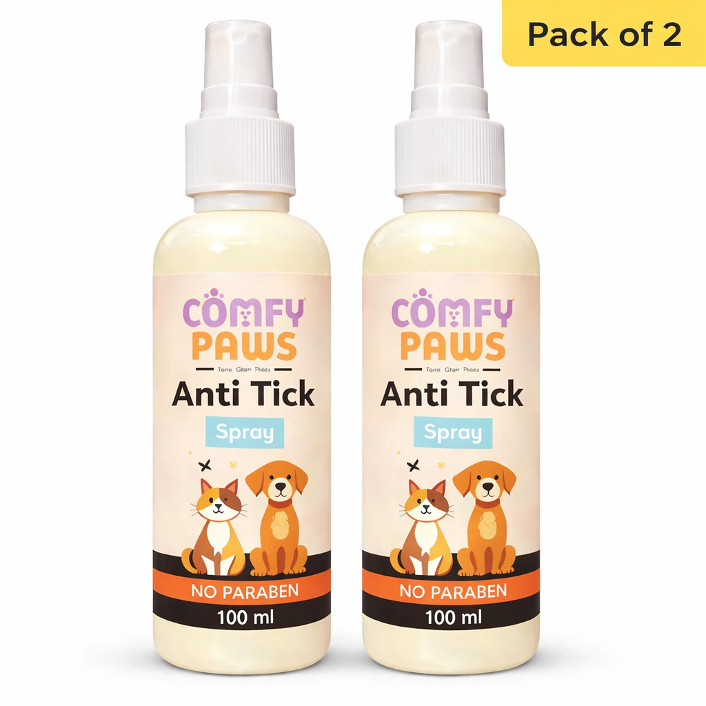 Comfy Paws Anti Tick Spray (Pack of 2) | Effective Tick & Flea Protection | No Parabens | Gentle & Safe Formula | For Dogs & Cats, All Breeds & Ages