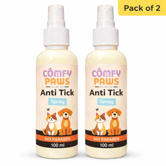 Comfy Paws Anti Tick Spray (Pack of 2) | Effective Tick & Flea Protection | No Parabens | Gentle & Safe Formula | For Dogs & Cats, All Breeds & Ages