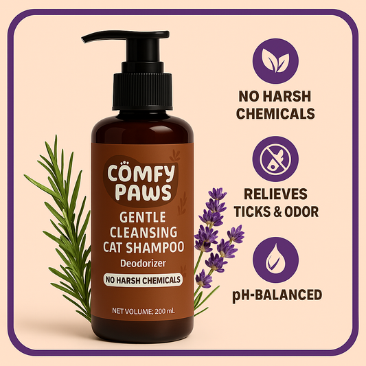 Comfy Paws Cat Shampoo | Gentle Cleansing & Deodorizing | No Harsh Chemicals | Soft, Shiny Coat | For Persian & All Breeds, Kittens to Adults