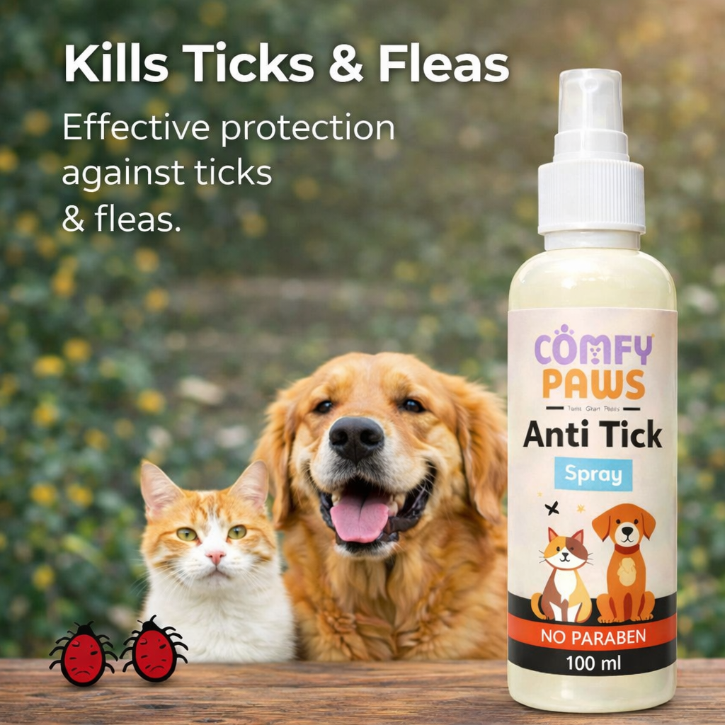 Comfy Paws Anti Tick Spray (Pack of 2) | Effective Tick & Flea Protection | No Parabens | Gentle & Safe Formula | For Dogs & Cats, All Breeds & Ages