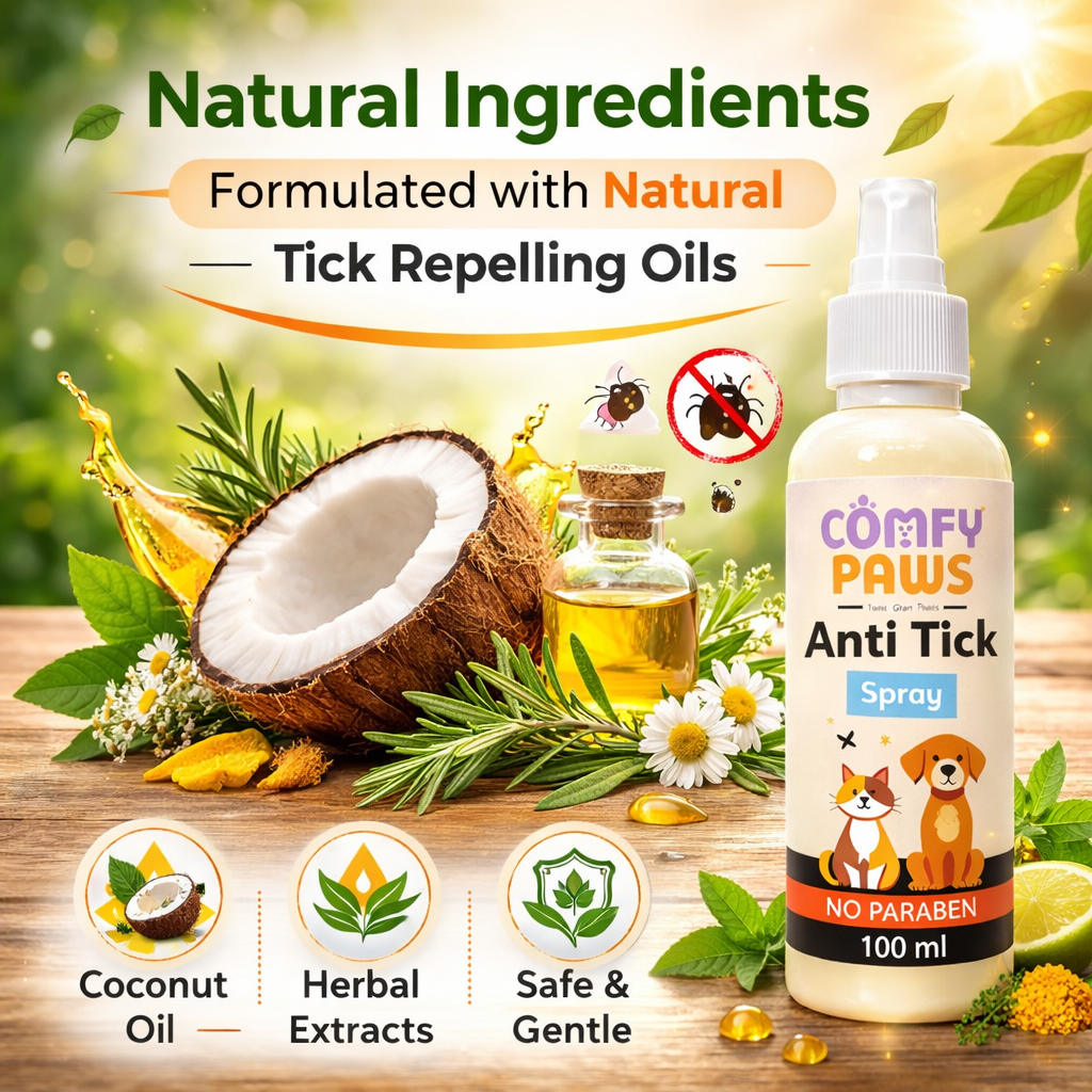 Comfy Paws Anti Tick Spray (Pack of 2) | Effective Tick & Flea Protection | No Parabens | Gentle & Safe Formula | For Dogs & Cats, All Breeds & Ages