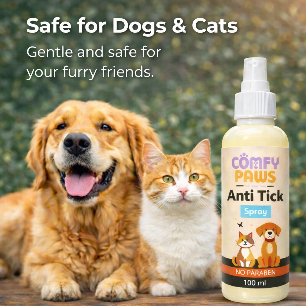 Comfy Paws Anti Tick Spray (Pack of 2) | Effective Tick & Flea Protection | No Parabens | Gentle & Safe Formula | For Dogs & Cats, All Breeds & Ages