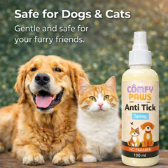 Comfy Paws Anti Tick Spray (Pack of 2) | Effective Tick & Flea Protection | No Parabens | Gentle & Safe Formula | For Dogs & Cats, All Breeds & Ages