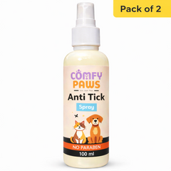 Comfy Paws Anti Tick Spray (Pack of 2) | Effective Tick & Flea Protection | No Parabens | Gentle & Safe Formula | For Dogs & Cats, All Breeds & Ages