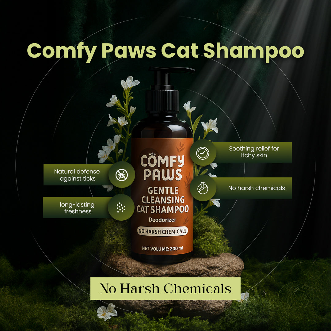 Comfy Paws Cat Shampoo | Gentle Cleansing & Deodorizing | No Harsh Chemicals | Soft, Shiny Coat | For Persian & All Breeds, Kittens to Adults